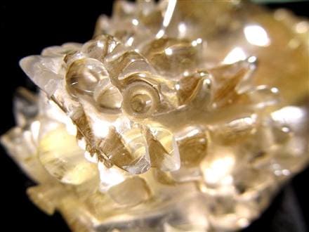 ゴールドルチルクォーツ 龍亀 ロングイ 金針 水晶 彫刻 置物 財運 瑞獣