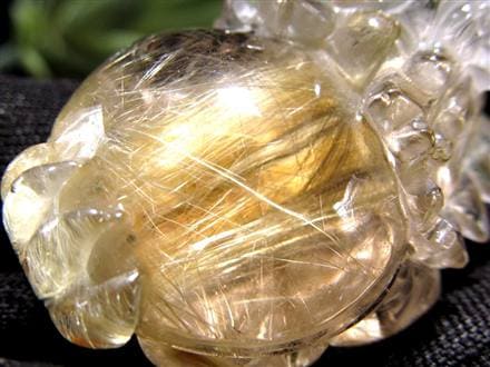 ゴールドルチルクォーツ 龍亀 ロングイ 金針 水晶 彫刻 置物 財運 瑞獣