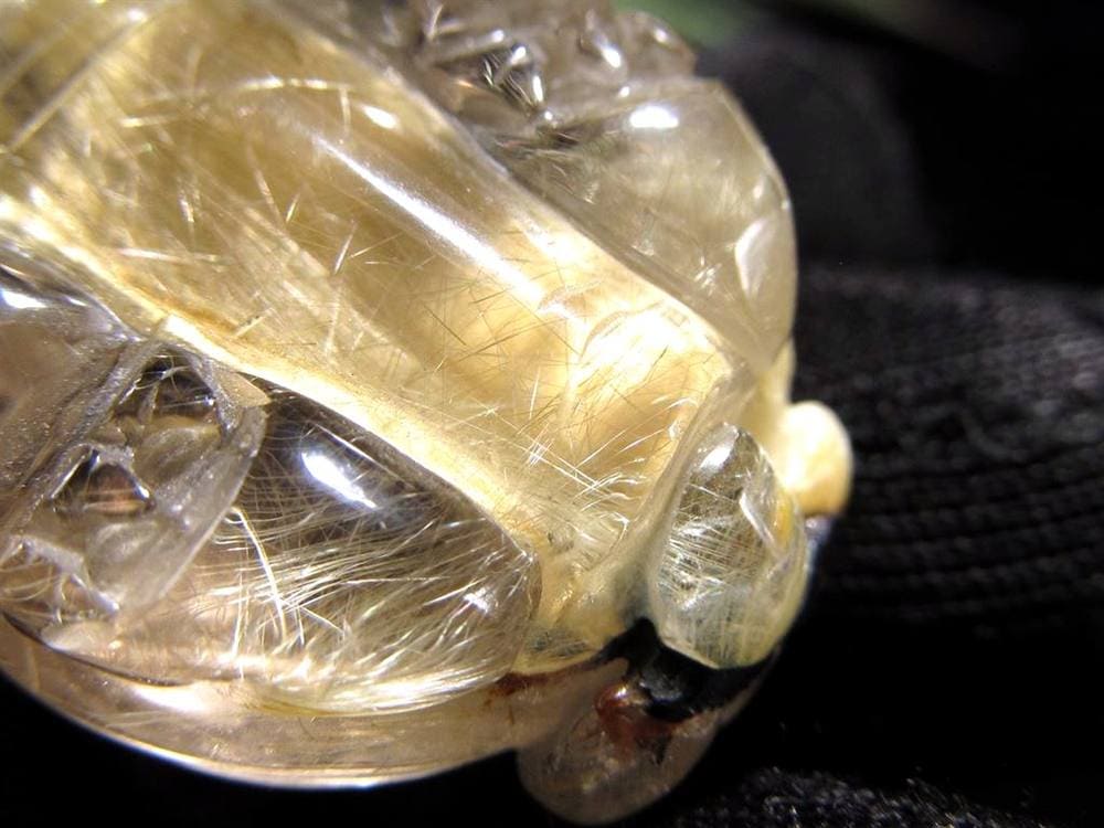 ゴールドルチルクォーツ 龍亀 ロングイ 金針 水晶 彫刻 置物 財運 瑞獣