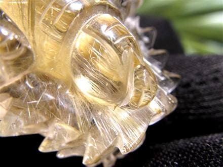 ゴールドルチルクォーツ 龍亀 ロングイ 金針 水晶 彫刻 置物 財運 瑞獣