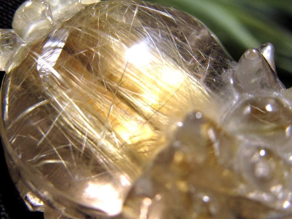 ゴールドルチルクォーツ 龍亀 ロングイ 金針 水晶 彫刻 置物 財運 瑞獣