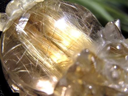 ゴールドルチルクォーツ 龍亀 ロングイ 金針 水晶 彫刻 置物 財運 瑞獣