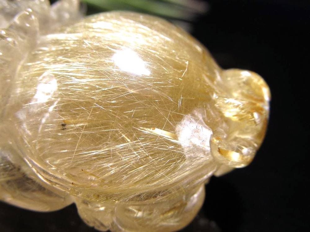 ゴールドルチルクォーツ 龍亀 ロングイ 金針 水晶 彫刻 置物 財運 瑞獣