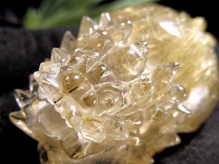 ゴールドルチルクォーツ 龍亀 ロングイ 金針 水晶 彫刻 置物 財運 瑞獣