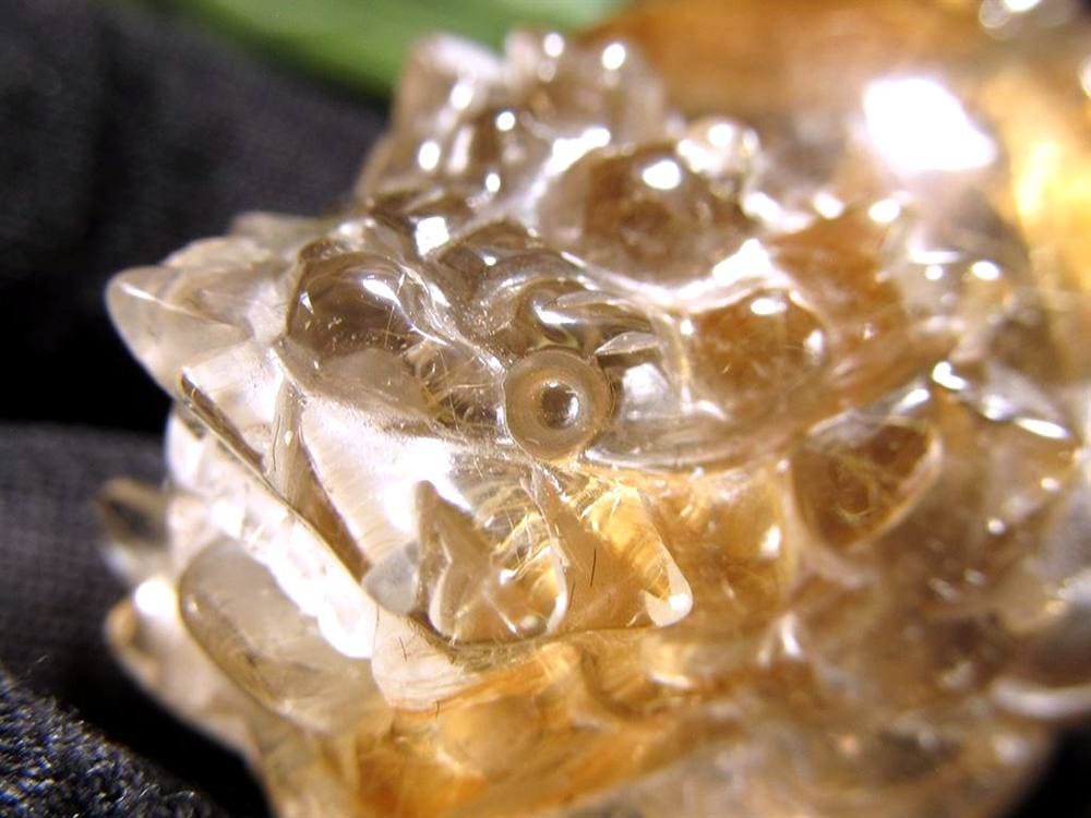 ゴールドルチルクォーツ 龍亀 ロングイ 金針 水晶 彫刻 置物 財運 瑞獣