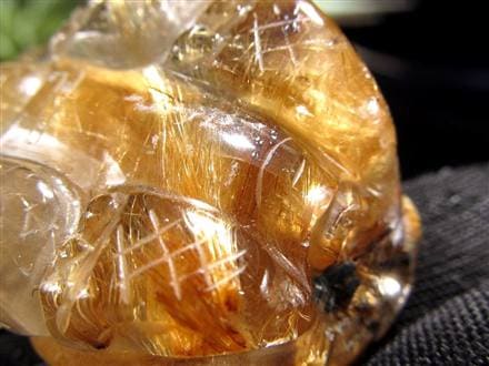 ゴールドルチルクォーツ 龍亀 ロングイ 金針 水晶 彫刻 置物 財運 瑞獣