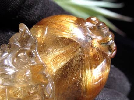 ゴールドルチルクォーツ 龍亀 ロングイ 金針 水晶 彫刻 置物 財運 瑞獣