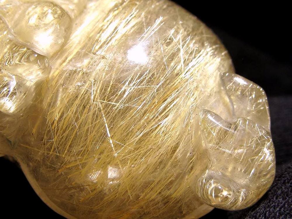 ゴールドルチルクォーツ 龍亀 ロングイ 金針 水晶 彫刻 置物 財運 瑞獣
