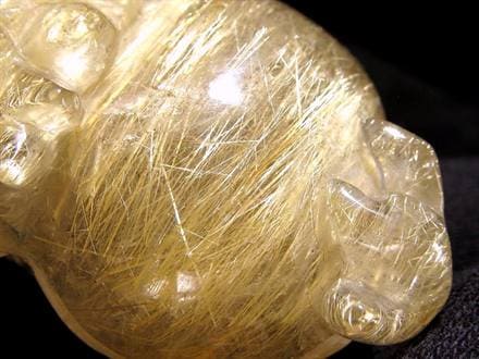 ゴールドルチルクォーツ 龍亀 ロングイ 金針 水晶 彫刻 置物 財運 瑞獣