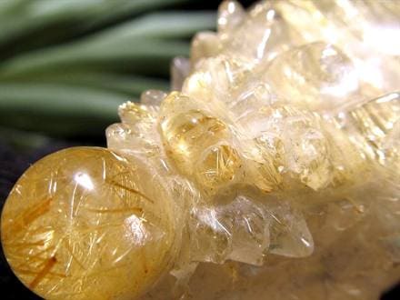 ゴールドルチルクォーツ 龍亀 ロングイ 金針 水晶 彫刻 置物 財運 瑞獣