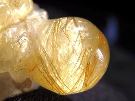 ゴールドルチルクォーツ 龍亀 ロングイ 金針 水晶 彫刻 置物 財運 瑞獣