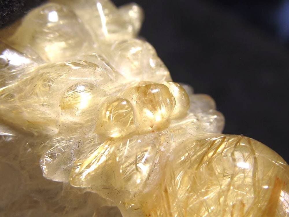 ゴールドルチルクォーツ 龍亀 ロングイ 金針 水晶 彫刻 置物 財運 瑞獣