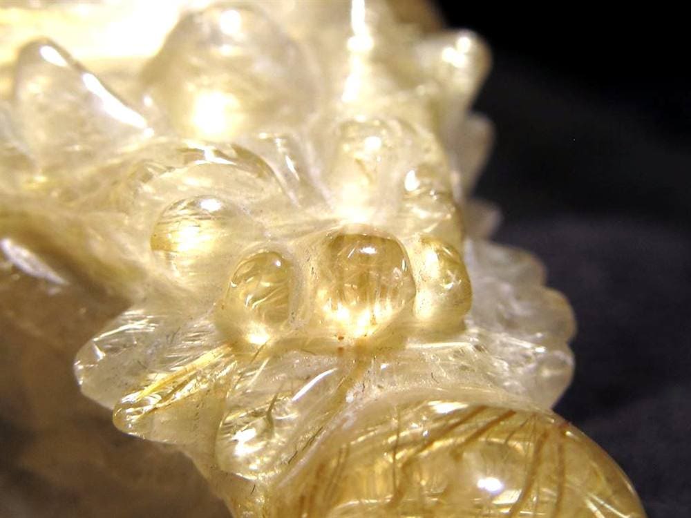 ゴールドルチルクォーツ 龍亀 ロングイ 金針 水晶 彫刻 置物 財運 瑞獣