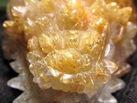 ゴールドルチルクォーツ 龍亀 ロングイ 金針 水晶 彫刻 置物 財運 瑞獣