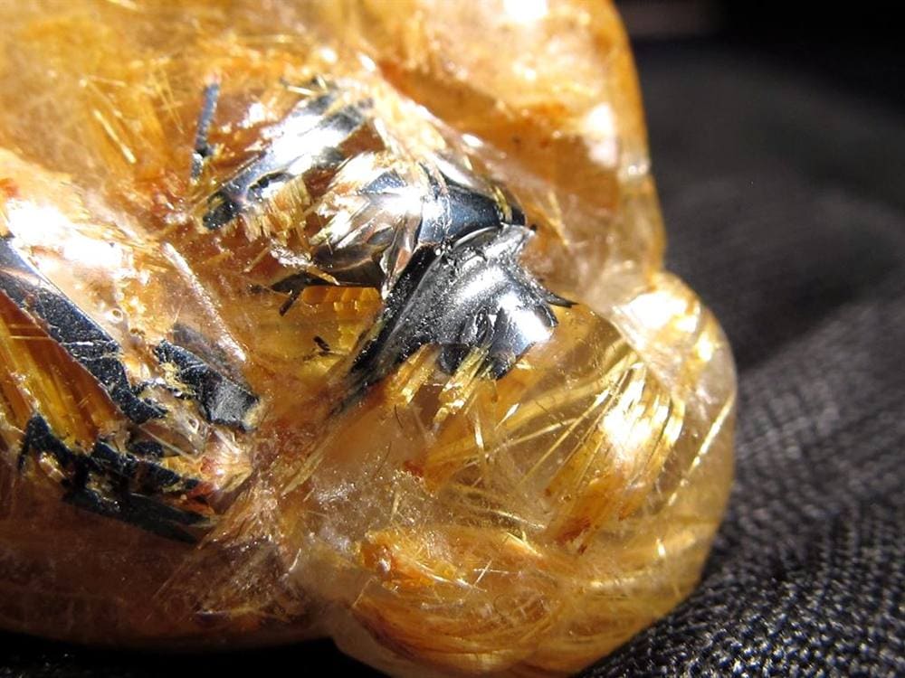 ゴールドルチルクォーツ 龍亀 ロングイ 金針 水晶 彫刻 置物 財運 瑞獣