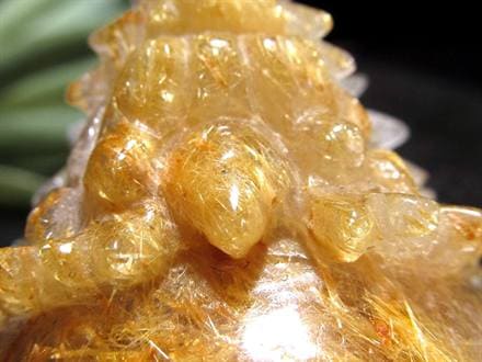 ゴールドルチルクォーツ 龍亀 ロングイ 金針 水晶 彫刻 置物 財運 瑞獣