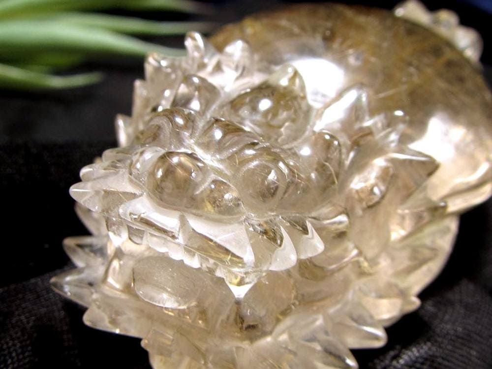 ゴールドルチルクォーツ 龍亀 ロングイ 金針 水晶 彫刻 置物 財運 瑞獣