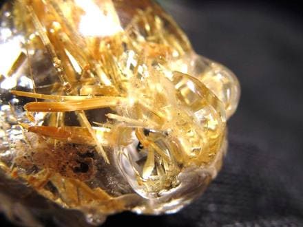 ゴールドルチルクォーツ 龍亀 ロングイ 金針 水晶 彫刻 置物 財運 瑞獣