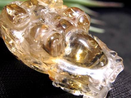 ゴールドルチルクォーツ 龍亀 ロングイ 金針 水晶 彫刻 置物 財運 瑞獣