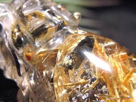 ゴールドルチルクォーツ 龍亀 ロングイ 金針 水晶 彫刻 置物 財運 瑞獣
