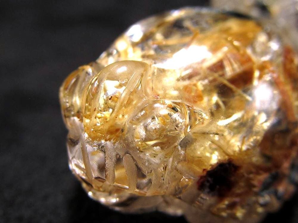 ゴールドルチルクォーツ 龍亀 ロングイ 金針 水晶 彫刻 置物 財運 瑞獣