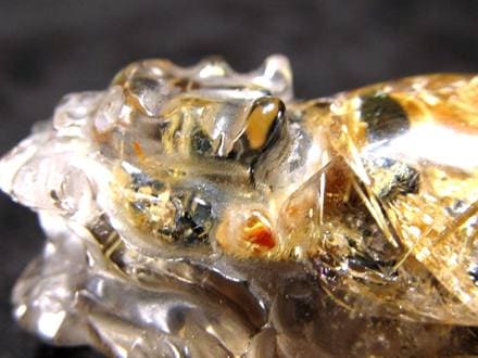 ゴールドルチルクォーツ 龍亀 ロングイ 金針 水晶 彫刻 置物 財運 瑞獣