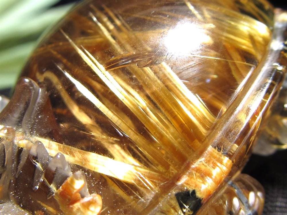 ゴールドルチルクォーツ 龍亀 ロングイ 金針 水晶 彫刻 置物 財運 瑞獣