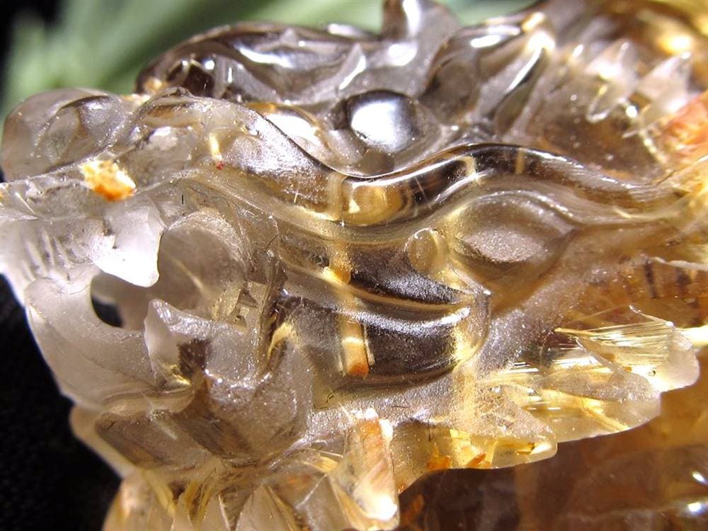 ゴールドルチルクォーツ 龍亀 ロングイ 金針 水晶 彫刻 置物 財運 瑞獣