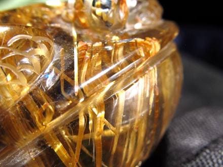 ゴールドルチルクォーツ 龍亀 ロングイ 金針 水晶 彫刻 置物 財運 瑞獣