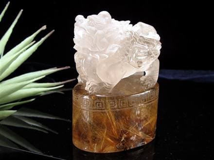 ルチル ヒキュウ 貔貅 置物 彫刻