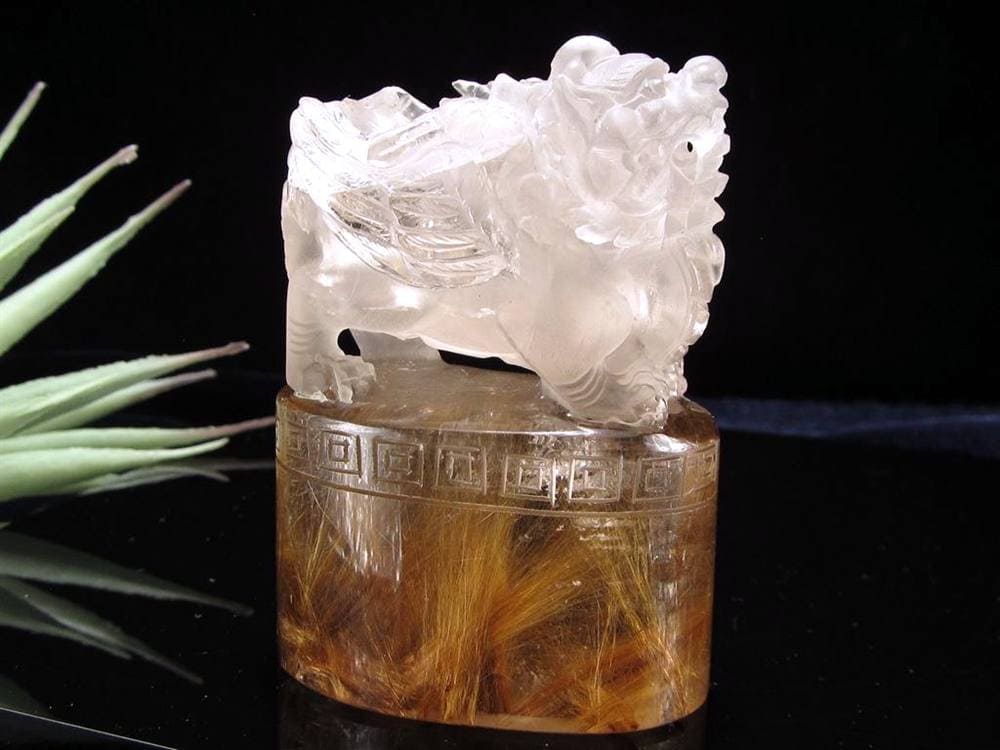 ルチル ヒキュウ 貔貅 置物 彫刻