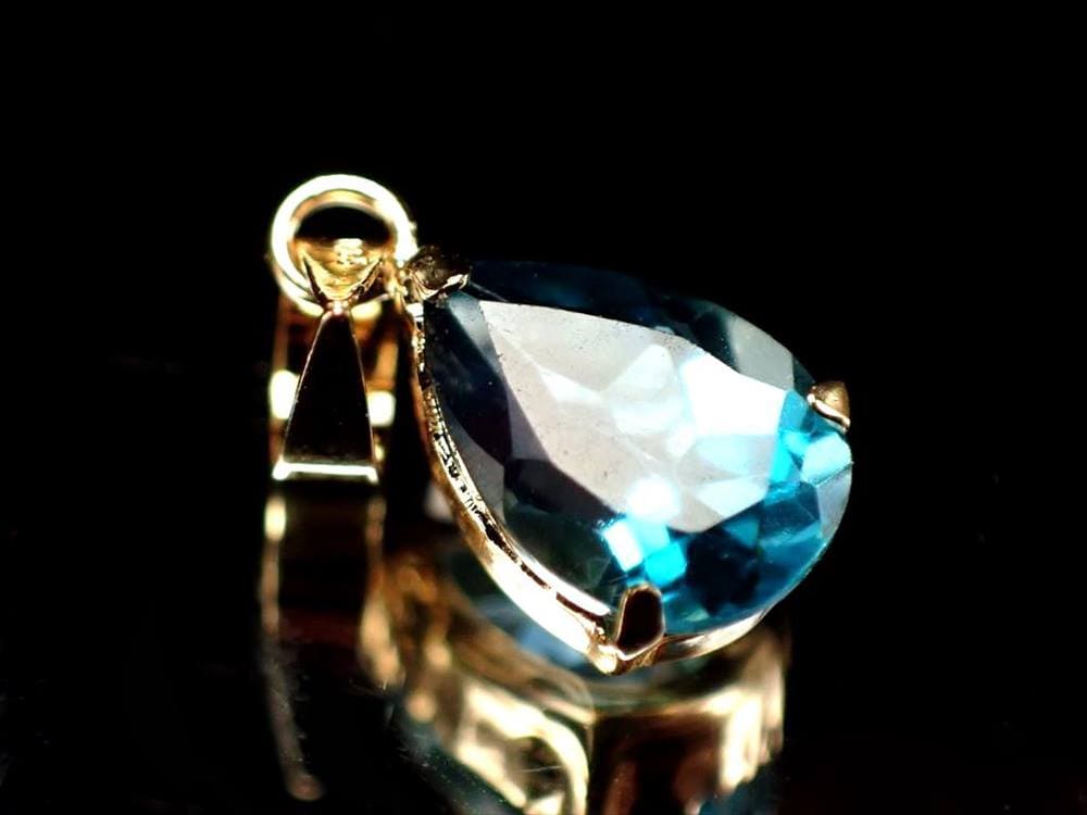 ロンドンブルートパーズ 18K トパーズ ペンダントトップ 18金 ドロップカット