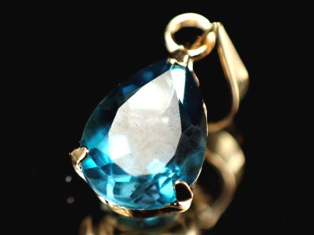 ロンドンブルートパーズ 18K トパーズ ペンダントトップ 18金 ドロップカット
