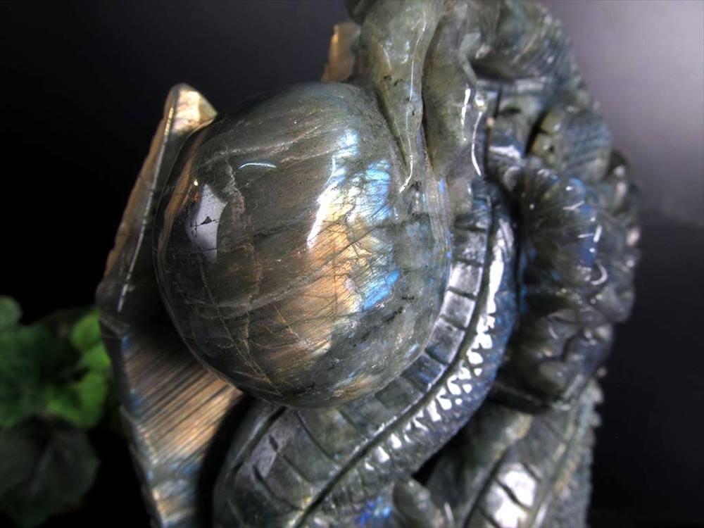 ラブラドライト 彫刻置物 龍 ドラゴン 辰