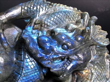 ラブラドライト 彫刻置物 龍 ドラゴン 辰