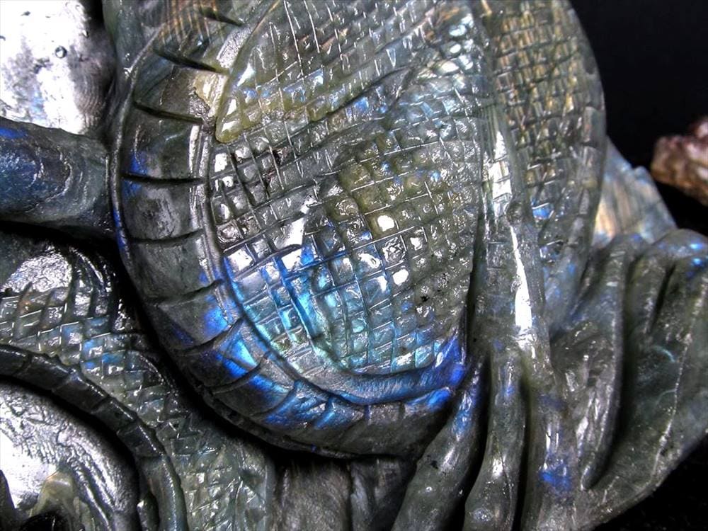 ラブラドライト 彫刻置物 龍 ドラゴン 辰