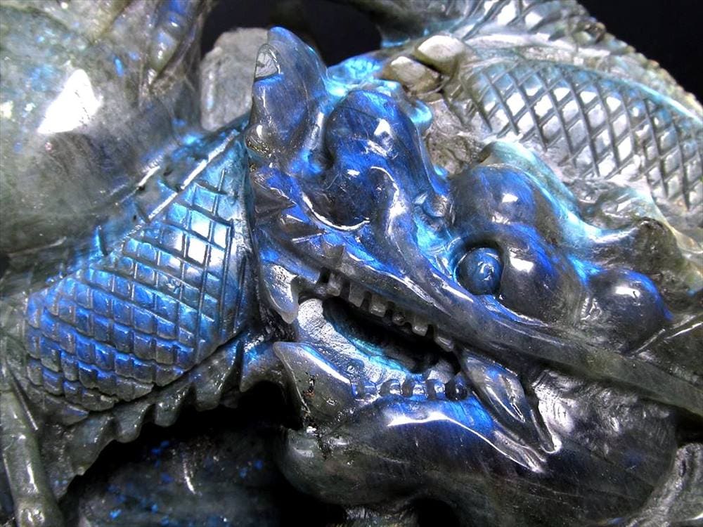 ラブラドライト 彫刻置物 龍 ドラゴン 辰