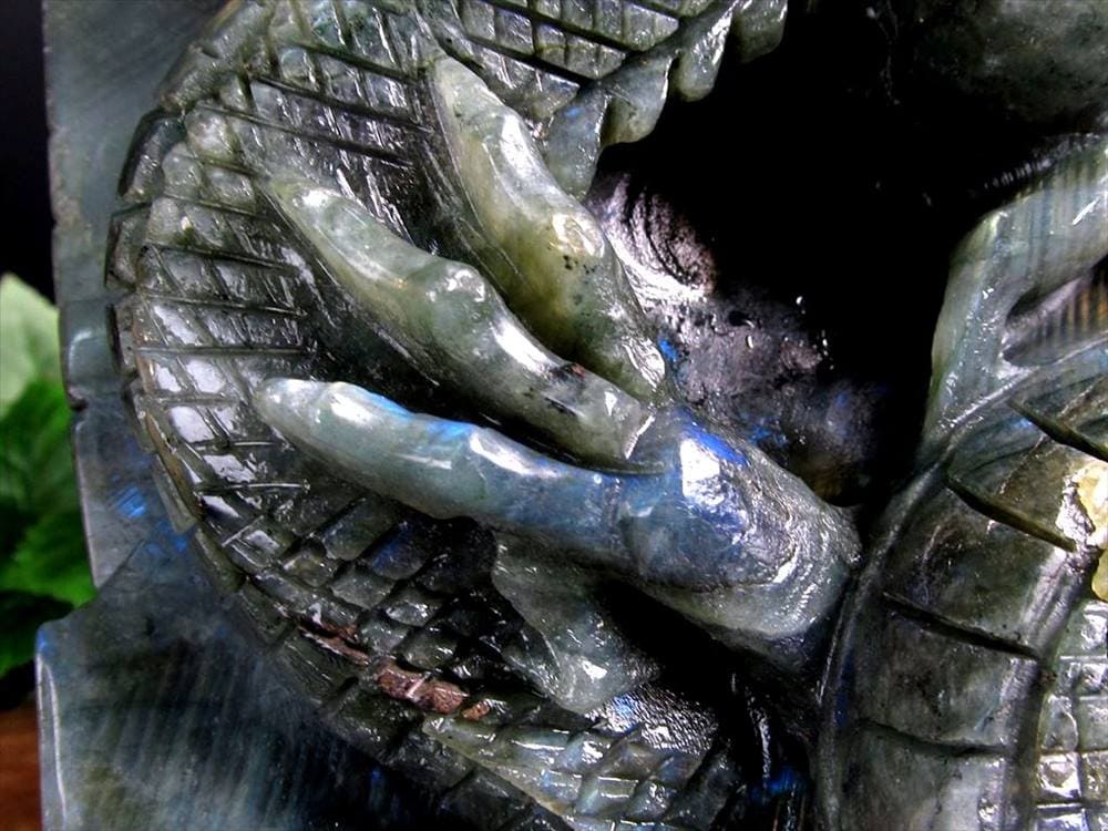 ラブラドライト 彫刻置物 龍 ドラゴン 辰