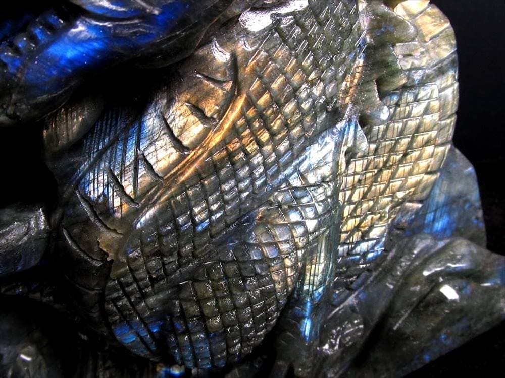 ラブラドライト 彫刻置物 龍 ドラゴン 辰