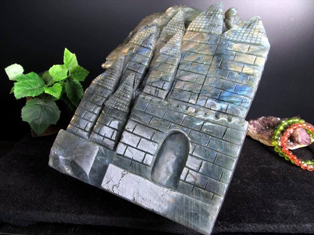 ラブラドライト 彫刻置物 龍 ドラゴン 辰