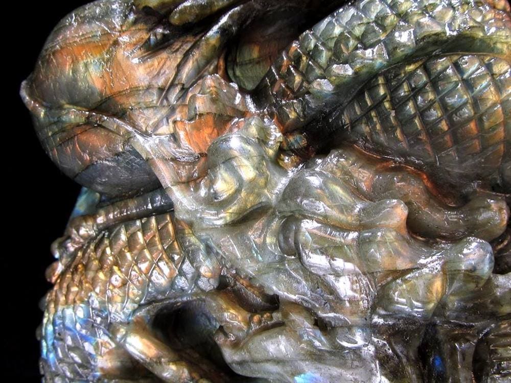 ラブラドライト 彫刻置物 龍 ドラゴン 辰