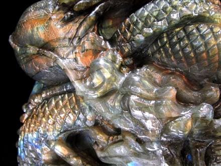 ラブラドライト 彫刻置物 龍 ドラゴン 辰