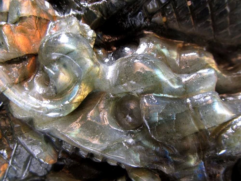 ラブラドライト 彫刻置物 龍 ドラゴン 辰