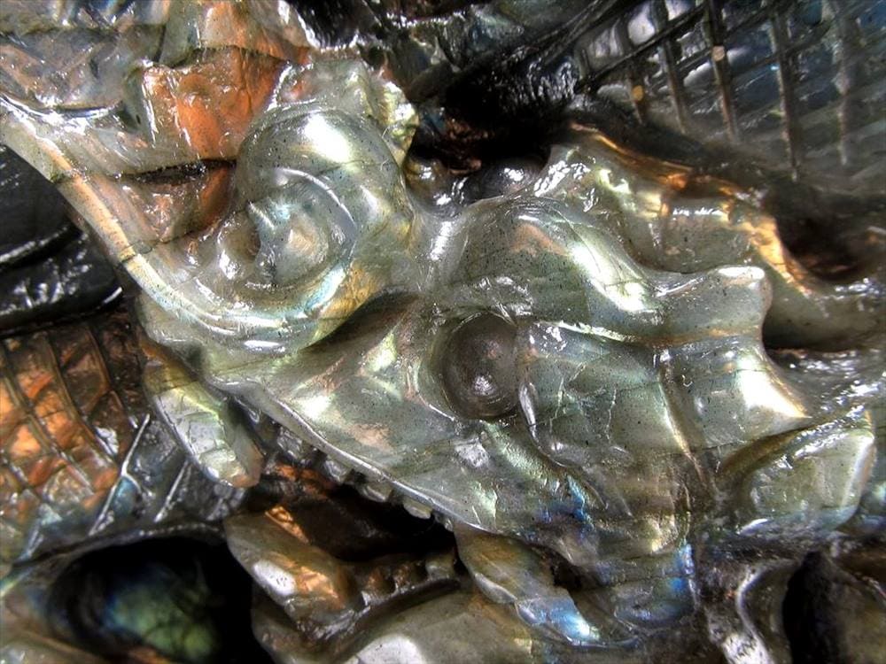 ラブラドライト 彫刻置物 龍 ドラゴン 辰