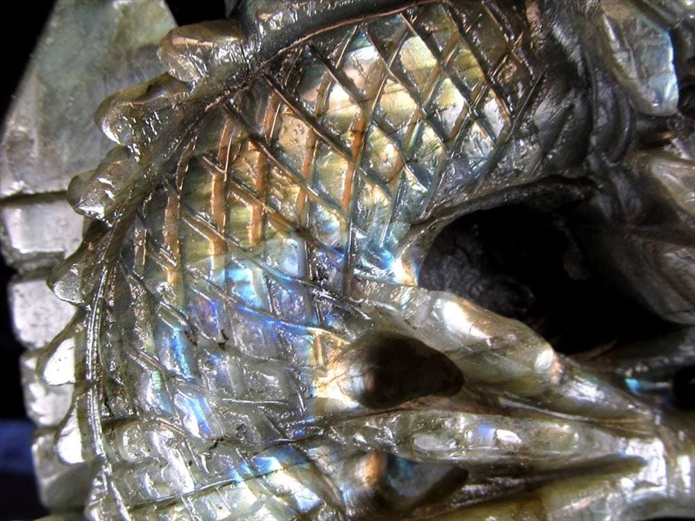 ラブラドライト 彫刻置物 龍 ドラゴン 辰
