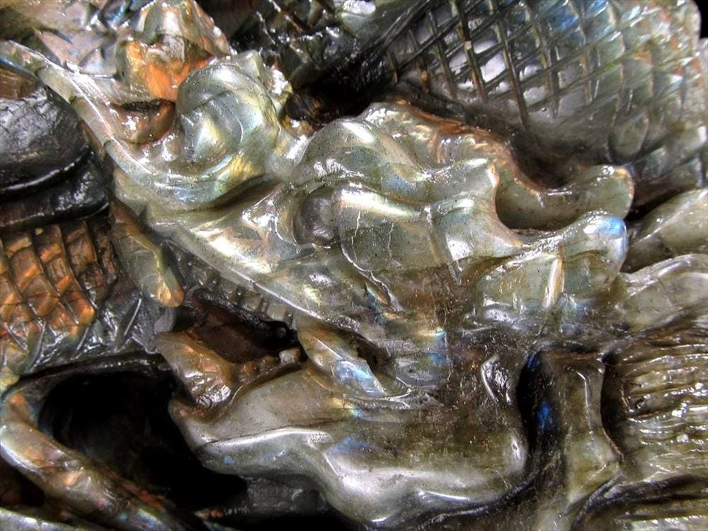 ラブラドライト 彫刻置物 龍 ドラゴン 辰