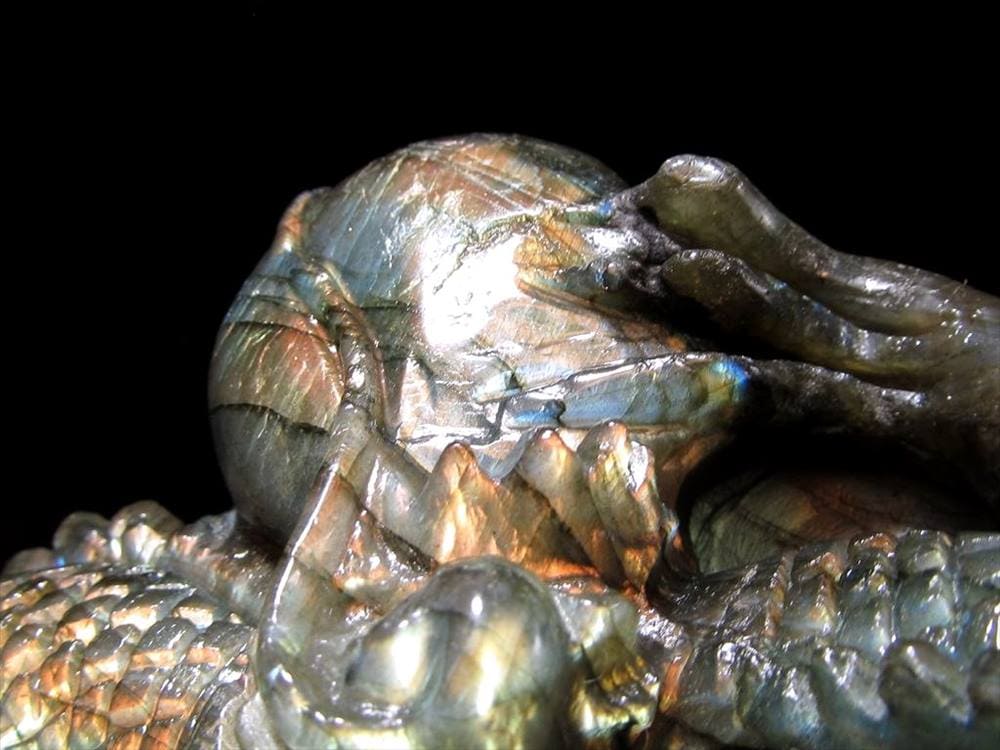 ラブラドライト 彫刻置物 龍 ドラゴン 辰