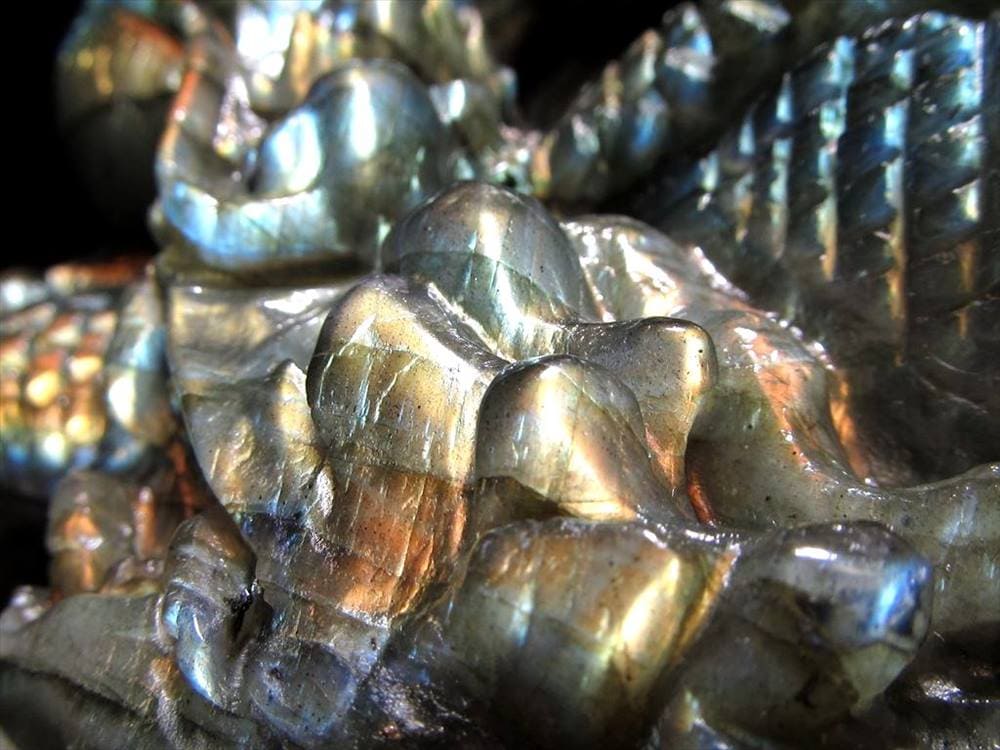 ラブラドライト 彫刻置物 龍 ドラゴン 辰