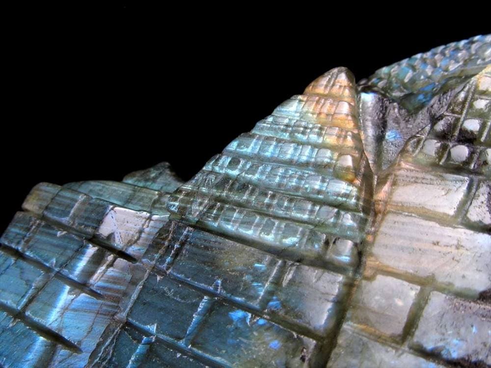ラブラドライト 彫刻置物 龍 ドラゴン 辰