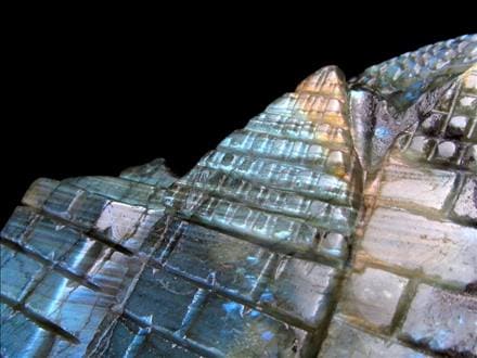 ラブラドライト 彫刻置物 龍 ドラゴン 辰